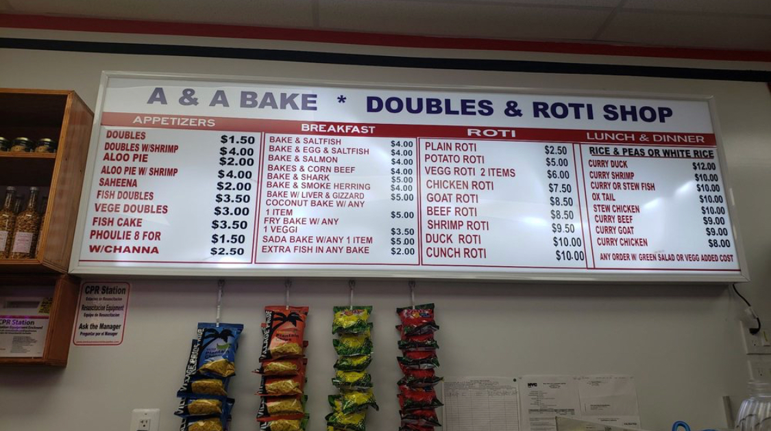 A&A Bake Doubles and Roti Menu - Image 5
